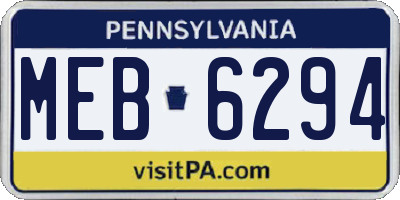 PA license plate MEB6294