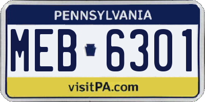 PA license plate MEB6301