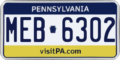 PA license plate MEB6302