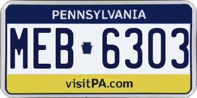 PA license plate MEB6303
