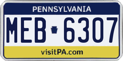 PA license plate MEB6307