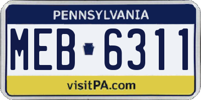PA license plate MEB6311