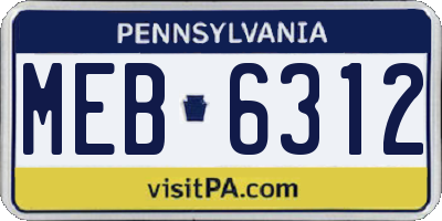 PA license plate MEB6312