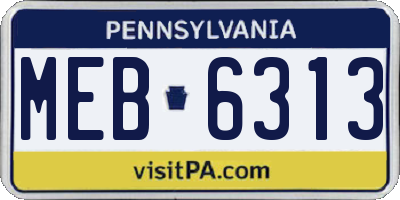 PA license plate MEB6313
