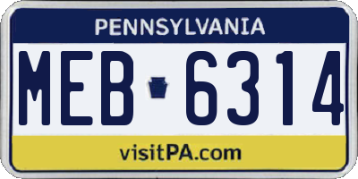 PA license plate MEB6314