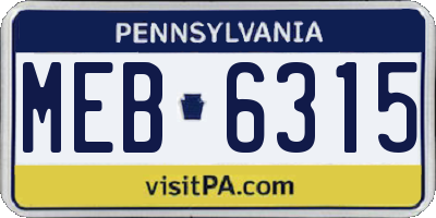 PA license plate MEB6315