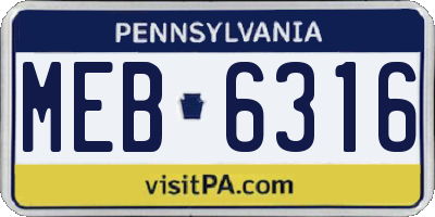 PA license plate MEB6316