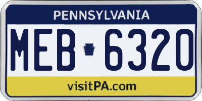 PA license plate MEB6320