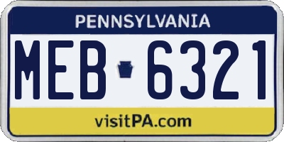 PA license plate MEB6321