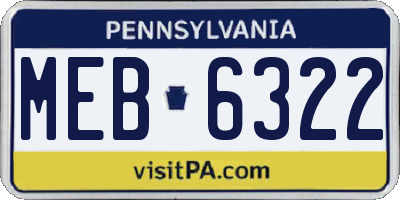 PA license plate MEB6322