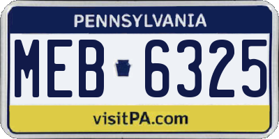 PA license plate MEB6325
