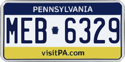 PA license plate MEB6329