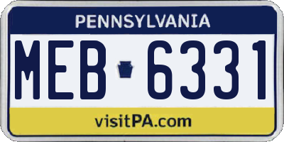 PA license plate MEB6331