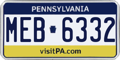 PA license plate MEB6332