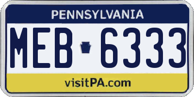 PA license plate MEB6333