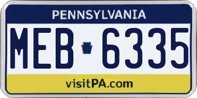 PA license plate MEB6335