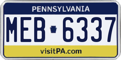 PA license plate MEB6337