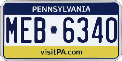 PA license plate MEB6340