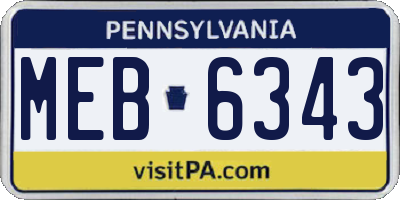 PA license plate MEB6343