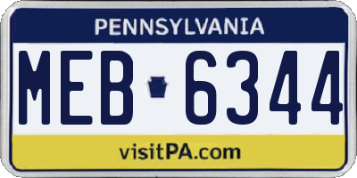 PA license plate MEB6344