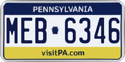 PA license plate MEB6346