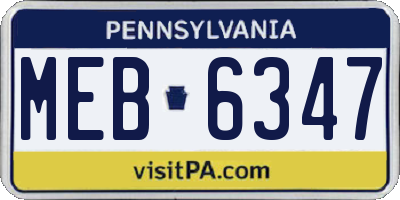 PA license plate MEB6347