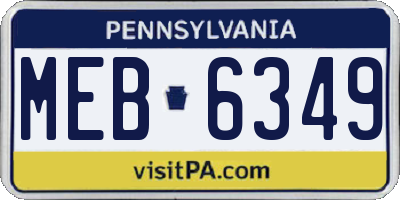 PA license plate MEB6349