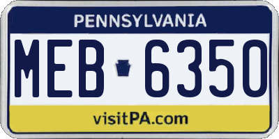 PA license plate MEB6350