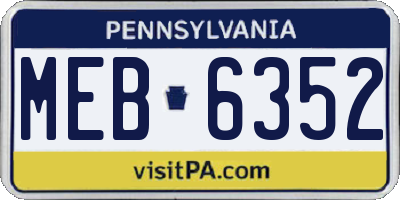 PA license plate MEB6352