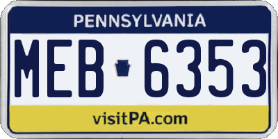 PA license plate MEB6353