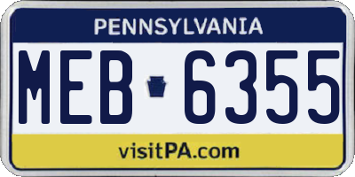 PA license plate MEB6355