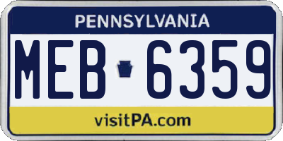 PA license plate MEB6359
