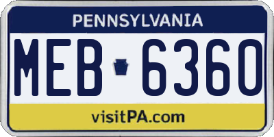 PA license plate MEB6360