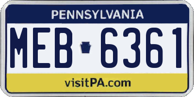 PA license plate MEB6361
