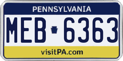 PA license plate MEB6363