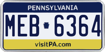 PA license plate MEB6364
