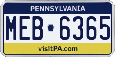 PA license plate MEB6365
