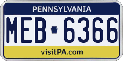 PA license plate MEB6366