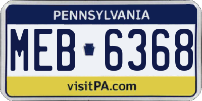 PA license plate MEB6368