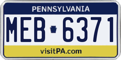 PA license plate MEB6371