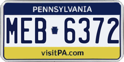 PA license plate MEB6372