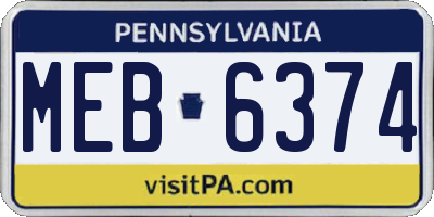 PA license plate MEB6374