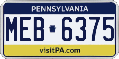 PA license plate MEB6375