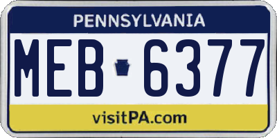PA license plate MEB6377