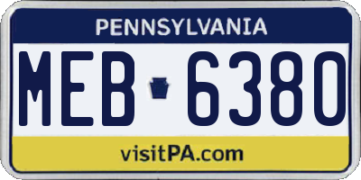 PA license plate MEB6380