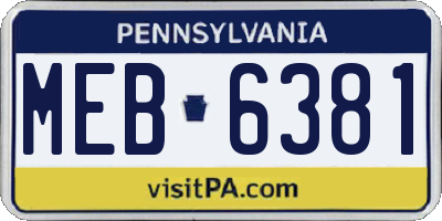 PA license plate MEB6381