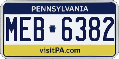 PA license plate MEB6382