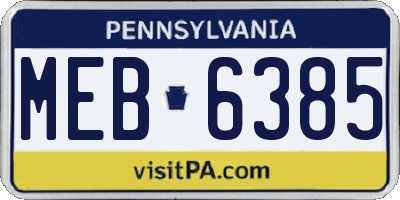 PA license plate MEB6385
