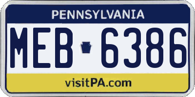 PA license plate MEB6386