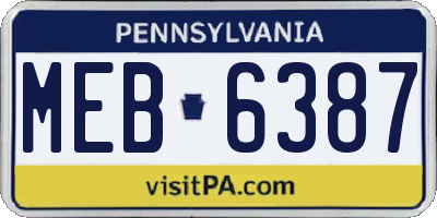 PA license plate MEB6387